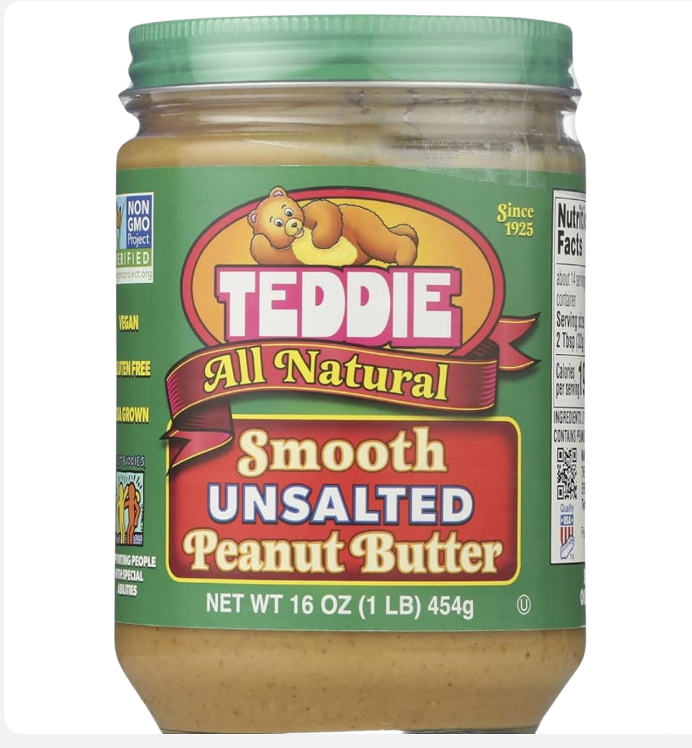 TEDDIE PEANUT BUTTER Unsalted Peanut Butter, 16 OZ