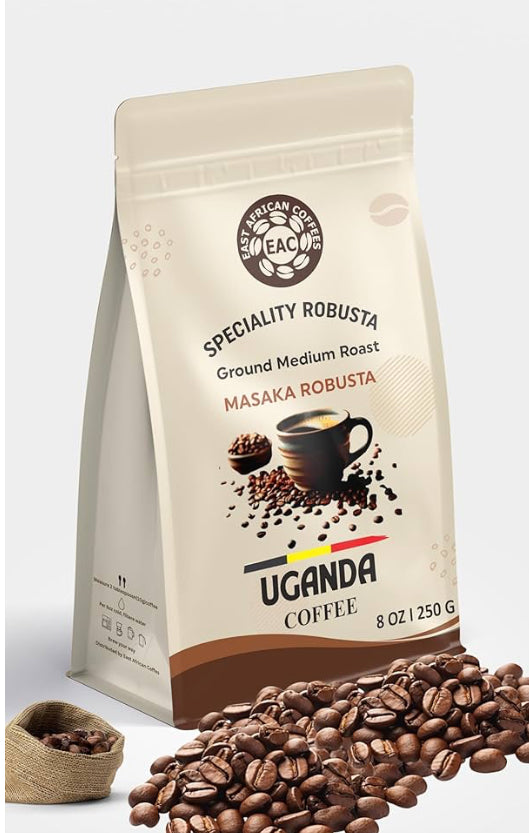Speciality Robusta Coffee From Uganda:-Ground Medium Roast-250gm