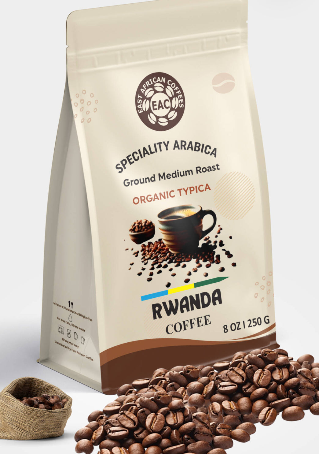 Speciality Arabica Coffee from Rwanda: Ground Medium Roast-250gm
