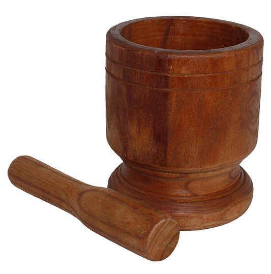 MUSA USA LIS-009 5'' Wide Wood Jumbo Mortar & Pestle